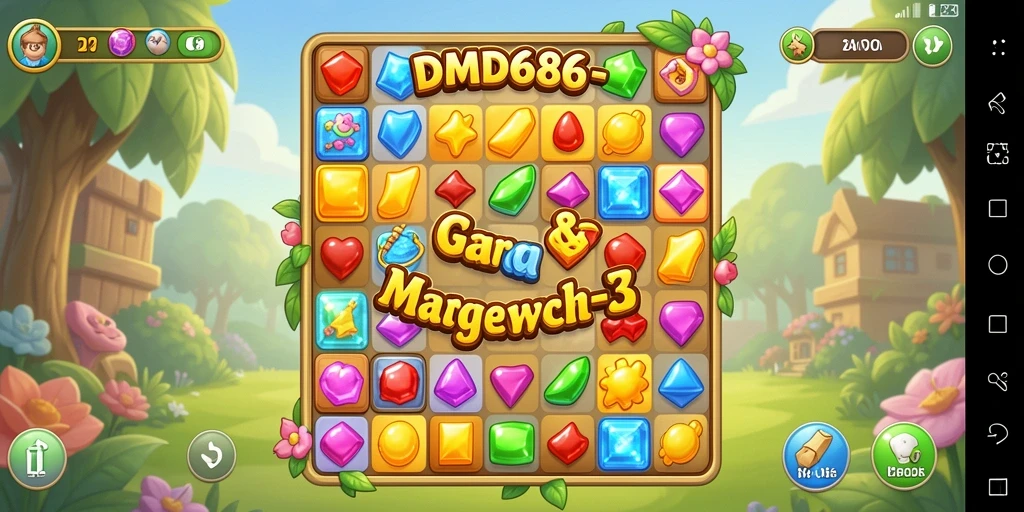 Tampilan gameplay <strong>DMD686</strong> yang menampilkan serunya mencocokkan permata.