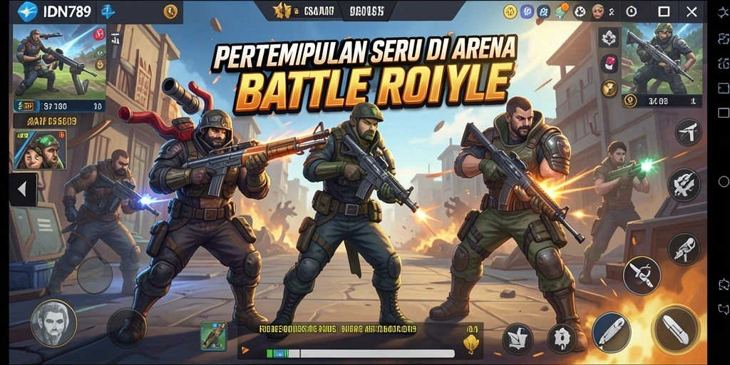 Tangkapan layar IDN789 menampilkan aksi seru pertempuran Battle Royale.