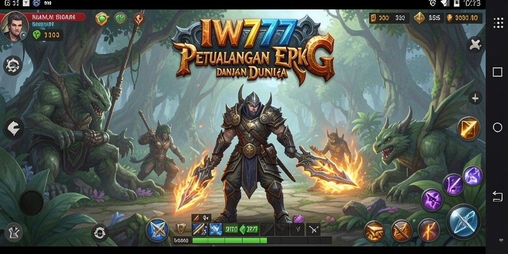 Screenshot IW777 menampilkan aksi epik dan karakter menarik dalam permainan RPG.