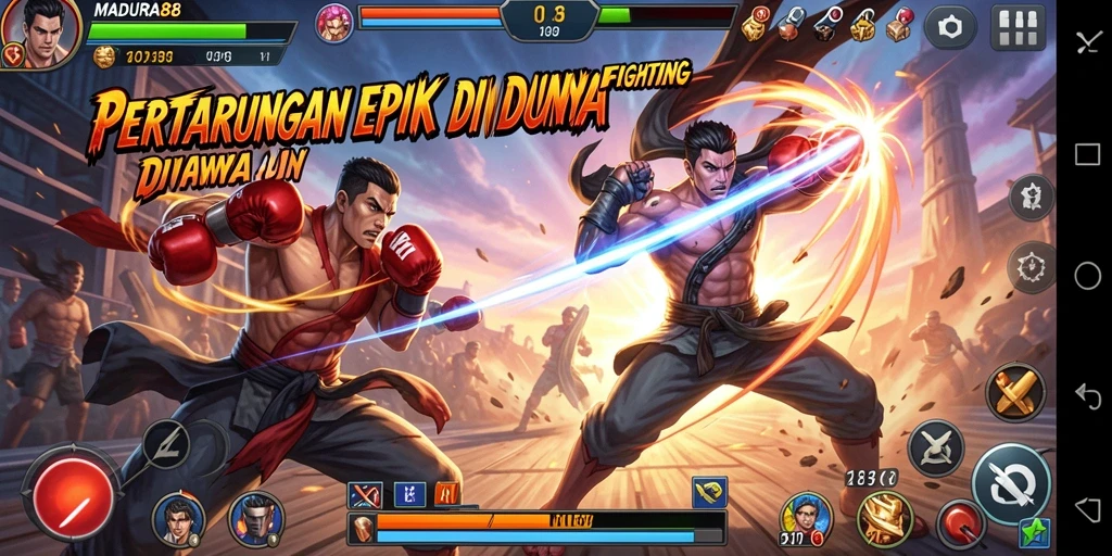 Tampilan gameplay MADURA88 yang intens dan mendebarkan dalam pertarungan Fighting.