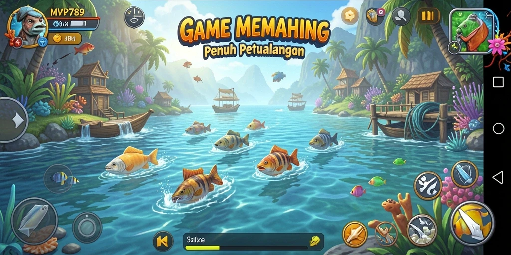 Gameplay seru memancing dengan berbagai jenis ikan.