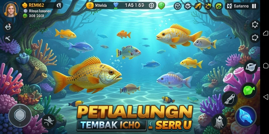 Tangkapan layar gameplay REMI62 dengan aksi Tembak Ikan yang menarik.