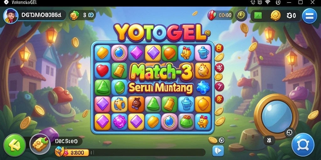 Tangkapan layar gameplay YOTOGEL menampilkan kombinasi permata berwarna yang menantang.