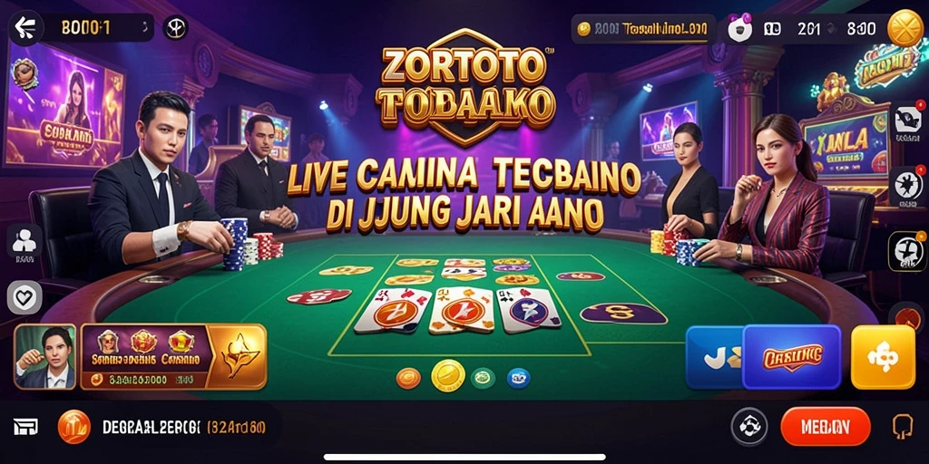 Gameplay menarik di ZORTOTO dengan dealer langsung dan suasana kasino.